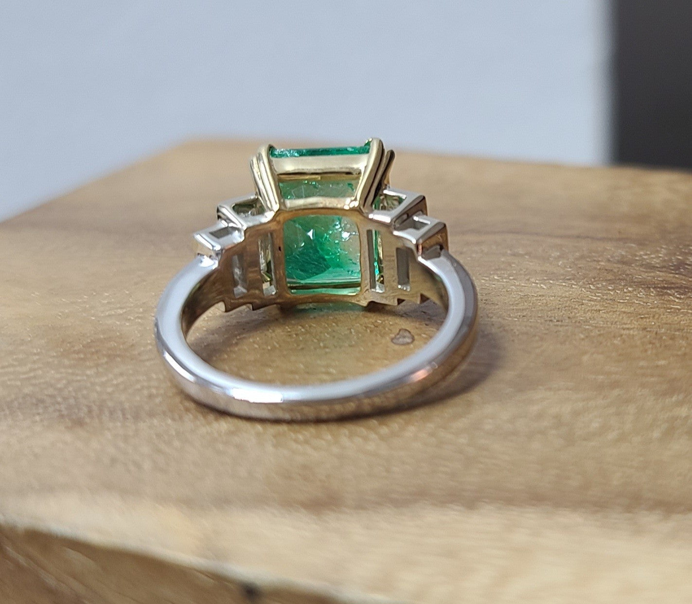 5.87ct Emerald Cut Colombian Emerald Ring — GIA Certified, Platinum & 18k Yellow Gold