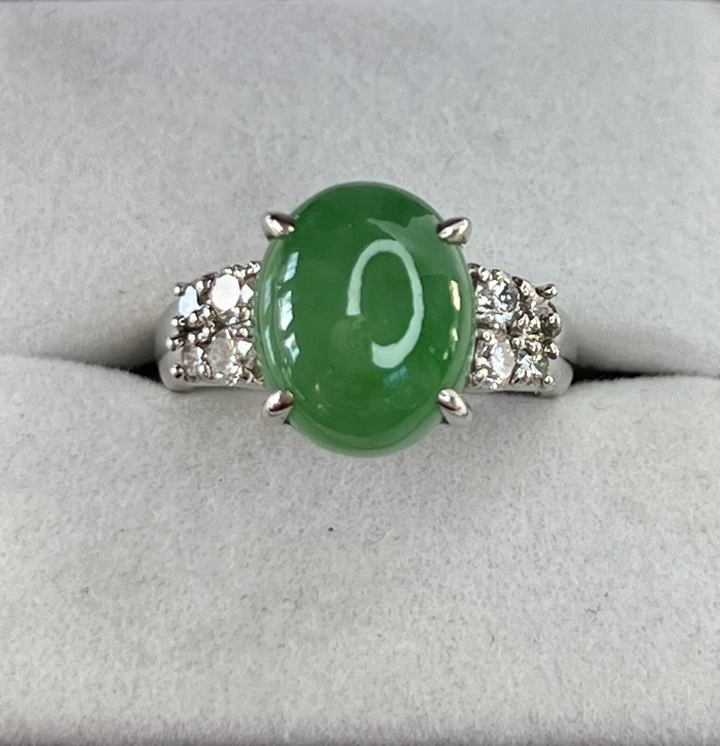 0.55ct Diamond & Jade Jadeite Ring — GIA Certified, Platinum 900