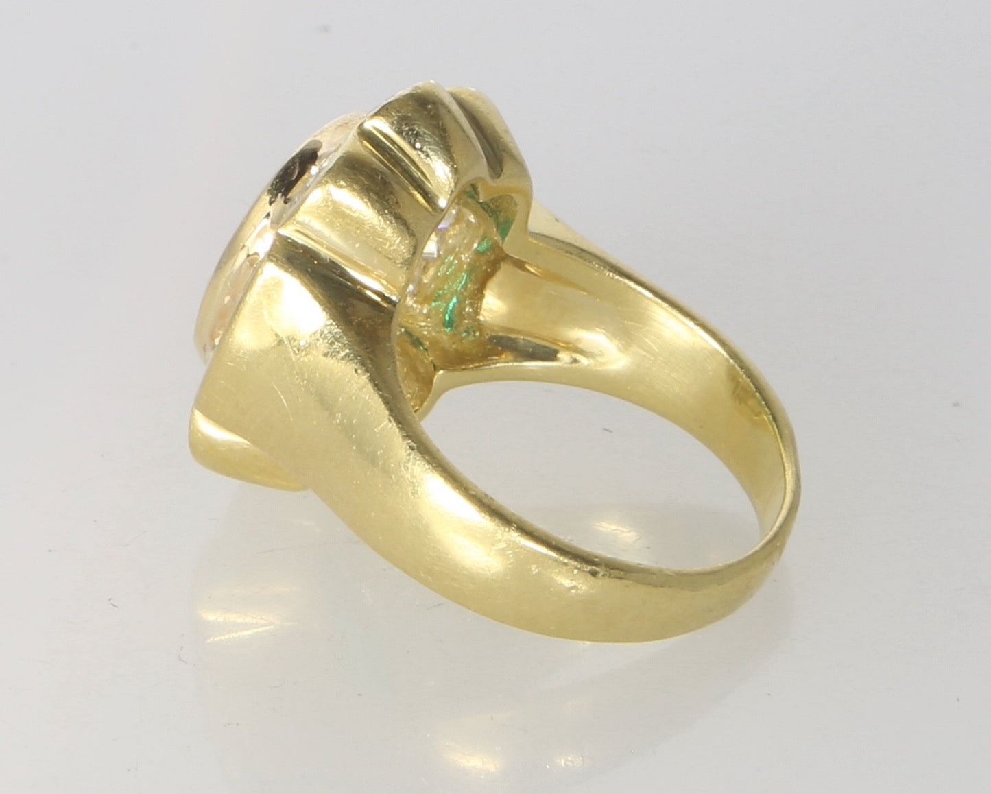 3ct Oval Emerald Diamond Baguette Cocktail Ring — GIA Certified, 18k Yellow Gold