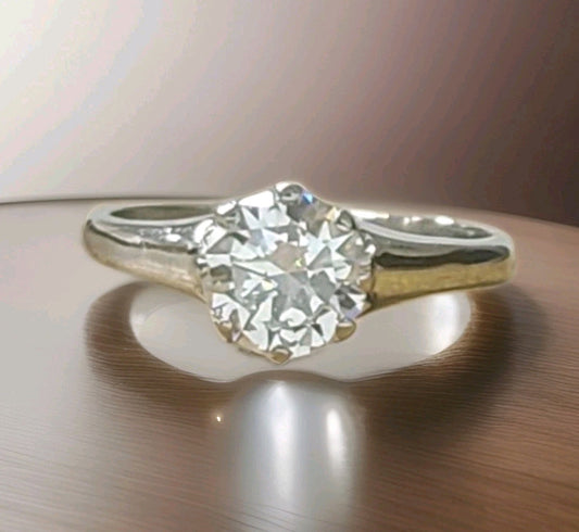 1.02ct Round Brilliant Diamond Vintage Engagement Ring — GIA Certified, Platinum