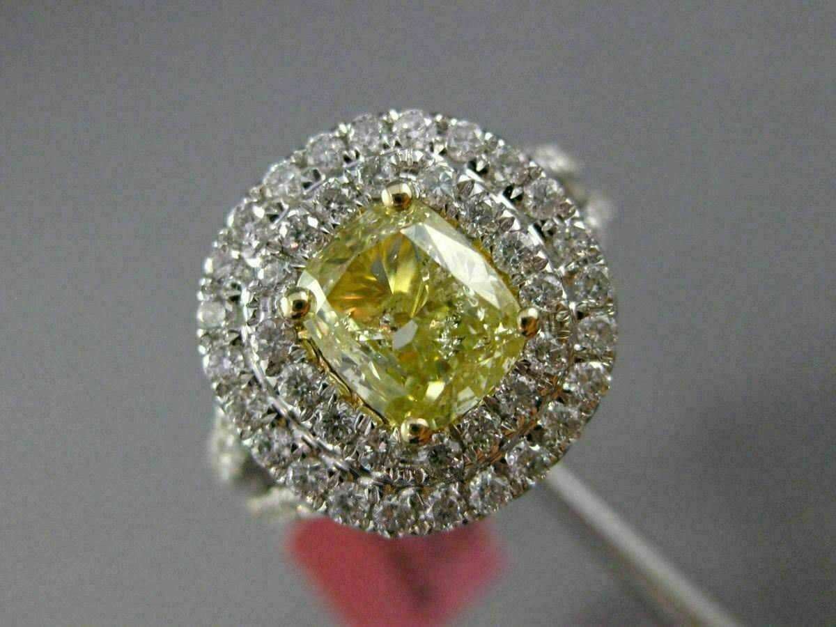 2.16ct Cushion Diamond Double Halo Engagement Ring — GIA Certified, 18k Two-Tone Gold