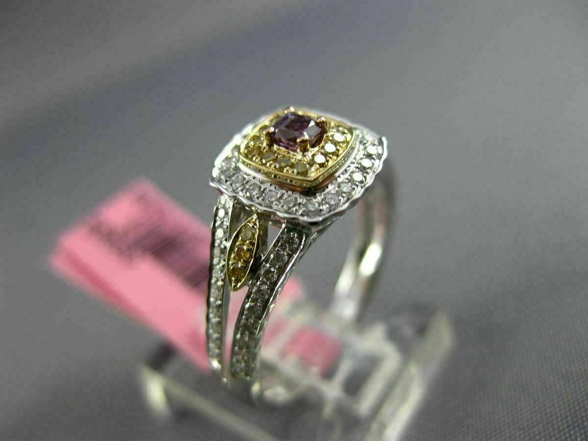 0.44ct Fancy Deep Pink-Purple Diamond 3D Square Halo Ring — GIA Certified, 18k Tri-Color Gold
