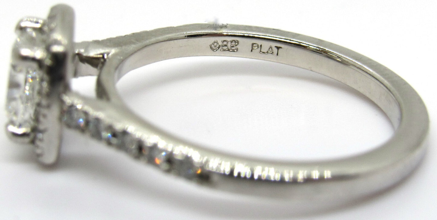 0.72ct Cushion Diamond Halo Engagement Ring — GIA Certified, Platinum