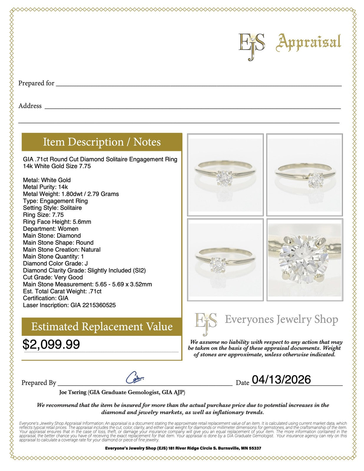 0.71ct Round Brilliant Champagne Diamond Vintage Ring — GIA Certified, Platinum