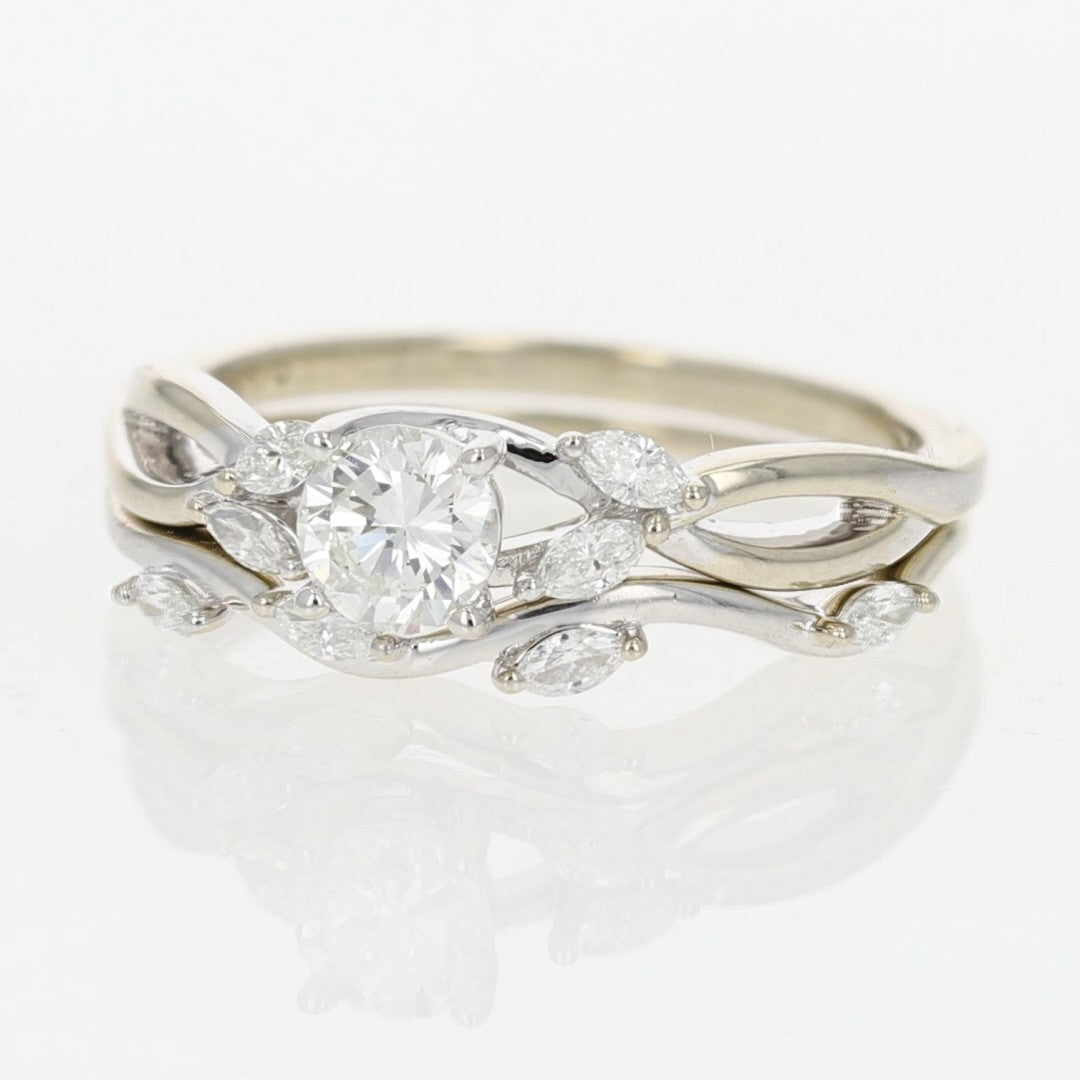 0.59ct Round Brilliant Halo Engagement Ring — GIA Certified, 18K White Gold