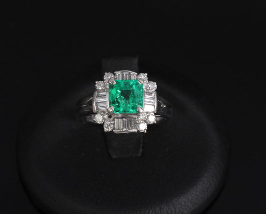 1.22ct Emerald Cut Colombian Emerald & 0.63ct Diamond Ring — GIA Certified, Platinum