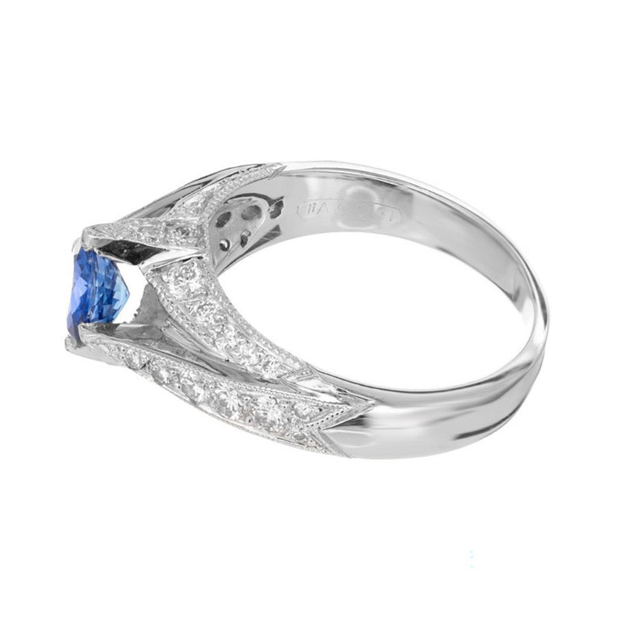0.93ct Cushion Diamond Halo Engagement Ring — GIA Certified, 18k Two-Tone Gold