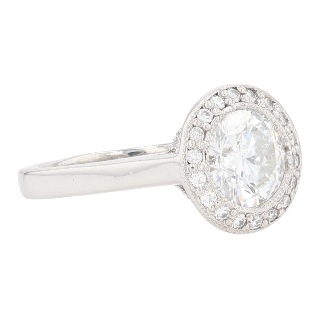 2.62ct Round Brilliant Diamond Halo Engagement Ring — GIA Certified, Platinum