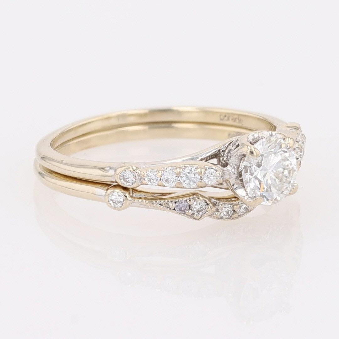 0.50ct Round Brilliant Diamond Solitaire with Accents Ring — GIA Certified, 18k White Gold
