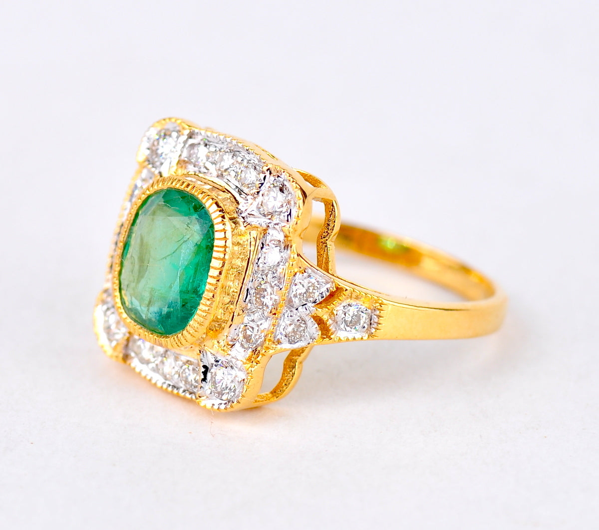 1.87ct Emerald Cut Colombian Emerald Diamond Ring — GIA Certified, 18k Yellow Gold