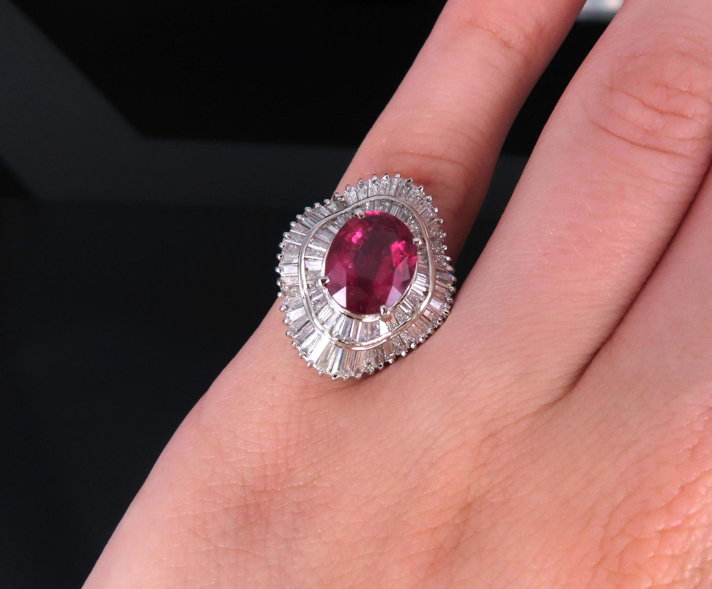 3.04ct Oval Ruby & 1.64ct Diamond Ring — GIA Certified, Platinum