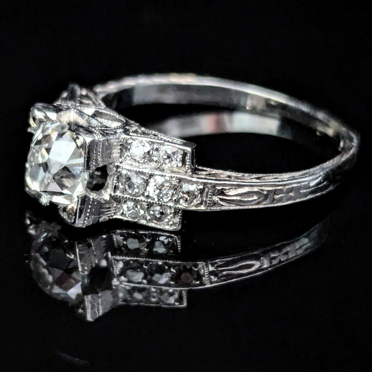 1.15ct Old European Cut Diamond Art Deco Ring — GIA Certified, Platinum