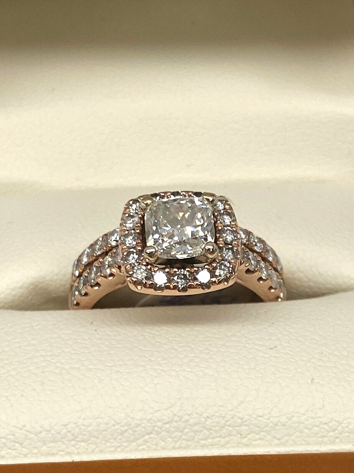 1.03ct Cushion Brilliant Diamond Halo Ring — GIA Certified, 14k Rose Gold