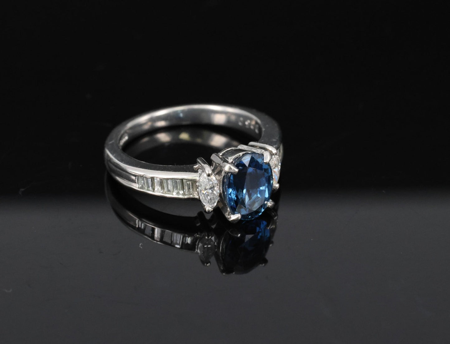 1.97ct Oval Blue Sapphire & Diamond Ring — GIA Certified, Platinum