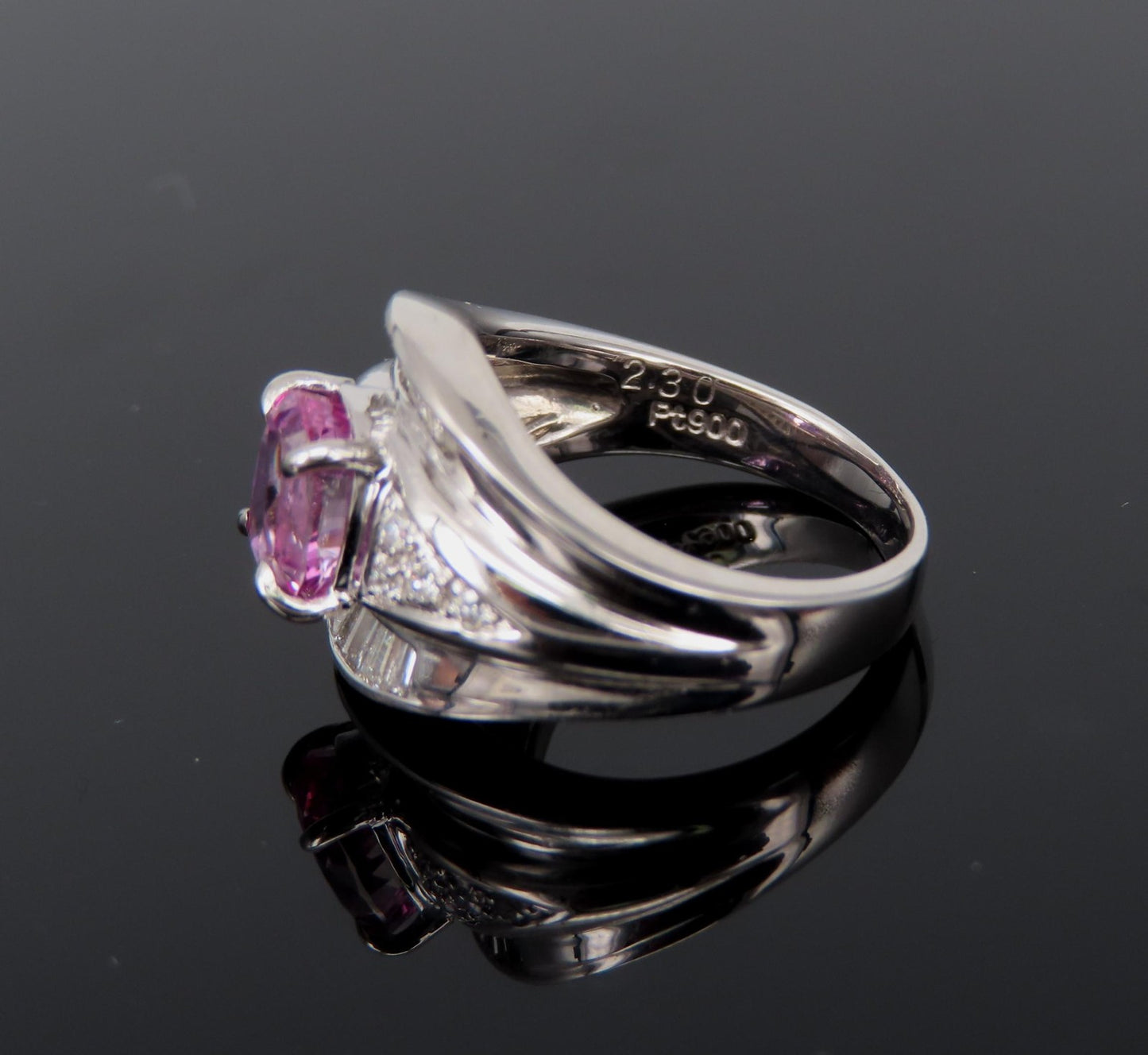 2.12ct Cushion Cut Pink Sapphire & 0.54ct Diamond Ring — GIA Certified, Platinum
