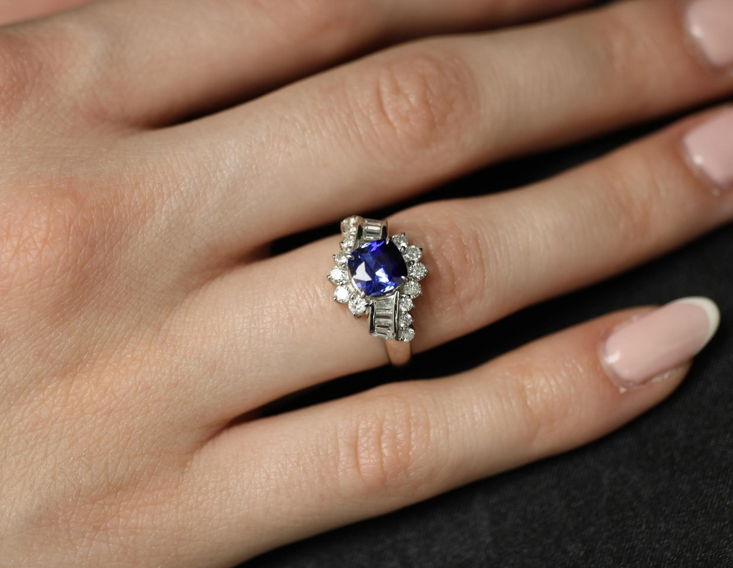 2.25ct Cushion Cut Blue Sapphire & 0.80ct Diamond Ring — GIA Certified, Platinum