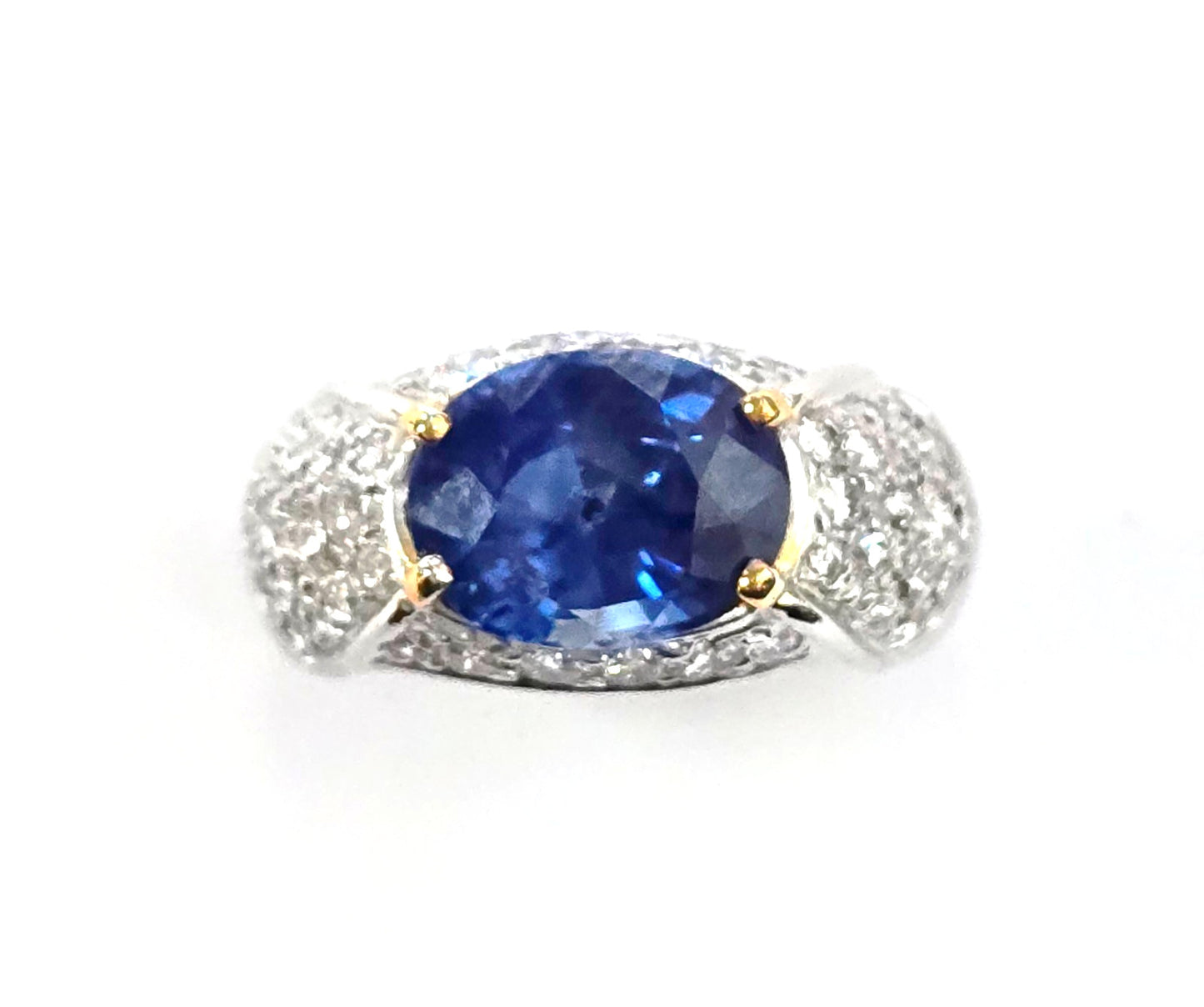 4.25ct Oval Sapphire & Diamond Ring — GIA Certified, 18k White Gold