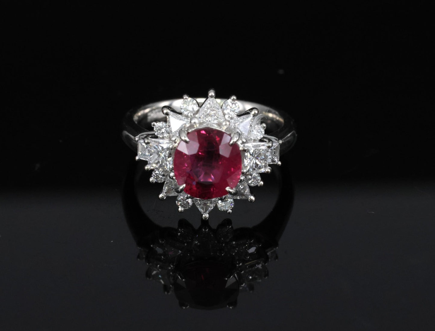 2.36ct Cushion Ruby & 1.02ct Diamond Ring — GIA Certified, Platinum