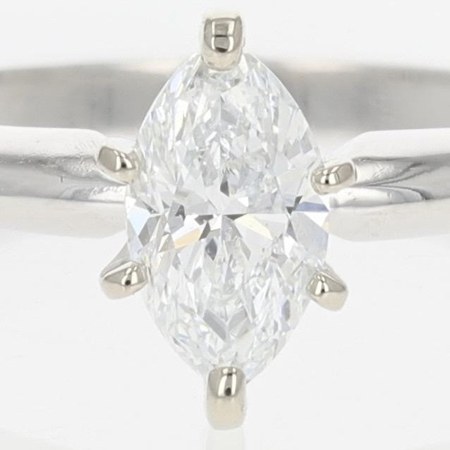 0.70ct Marquise Diamond Solitaire Engagement Ring — GIA Certified, 14k White Gold