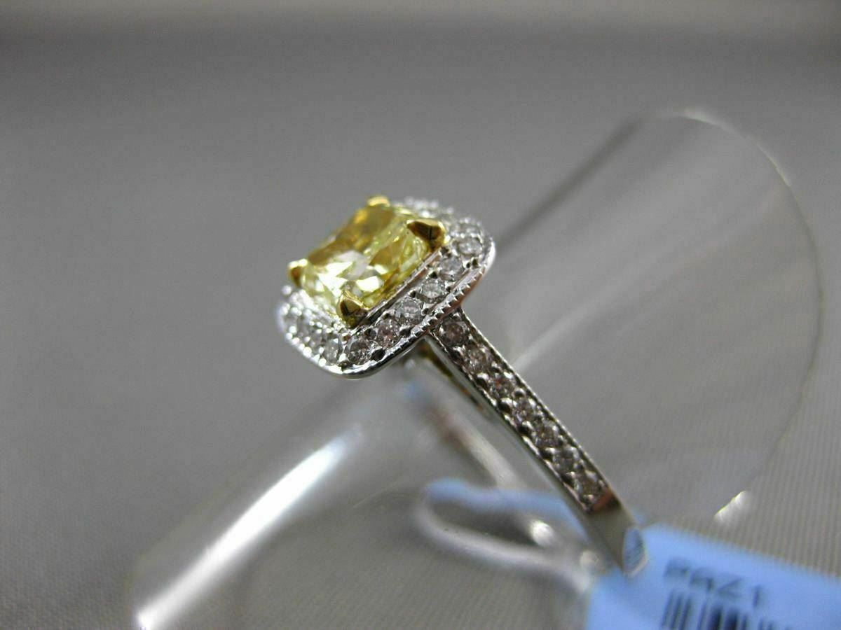 1.06ct Fancy Yellow Diamond Halo Engagement Ring — GIA Certified, 18k White Gold