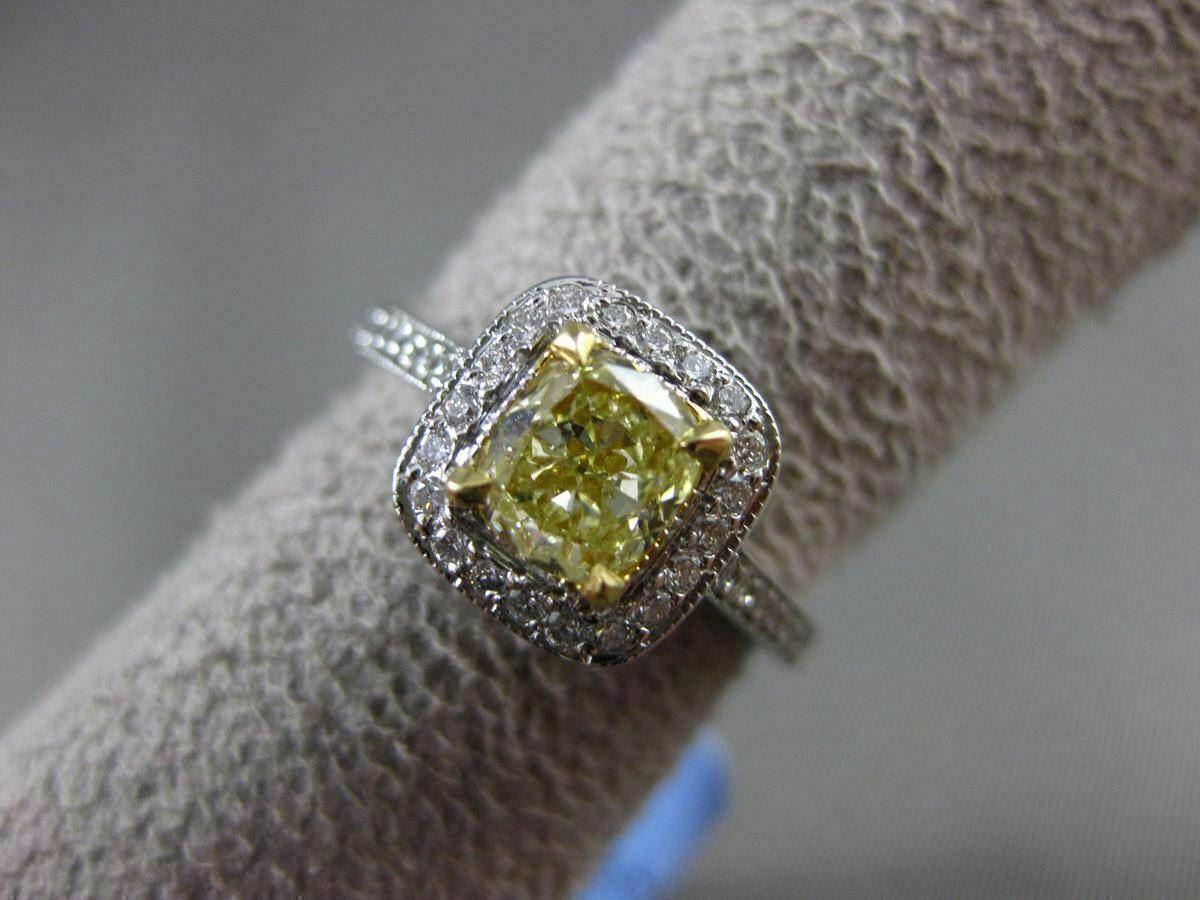 1.06ct Fancy Yellow Diamond Halo Engagement Ring — GIA Certified, 18k White Gold