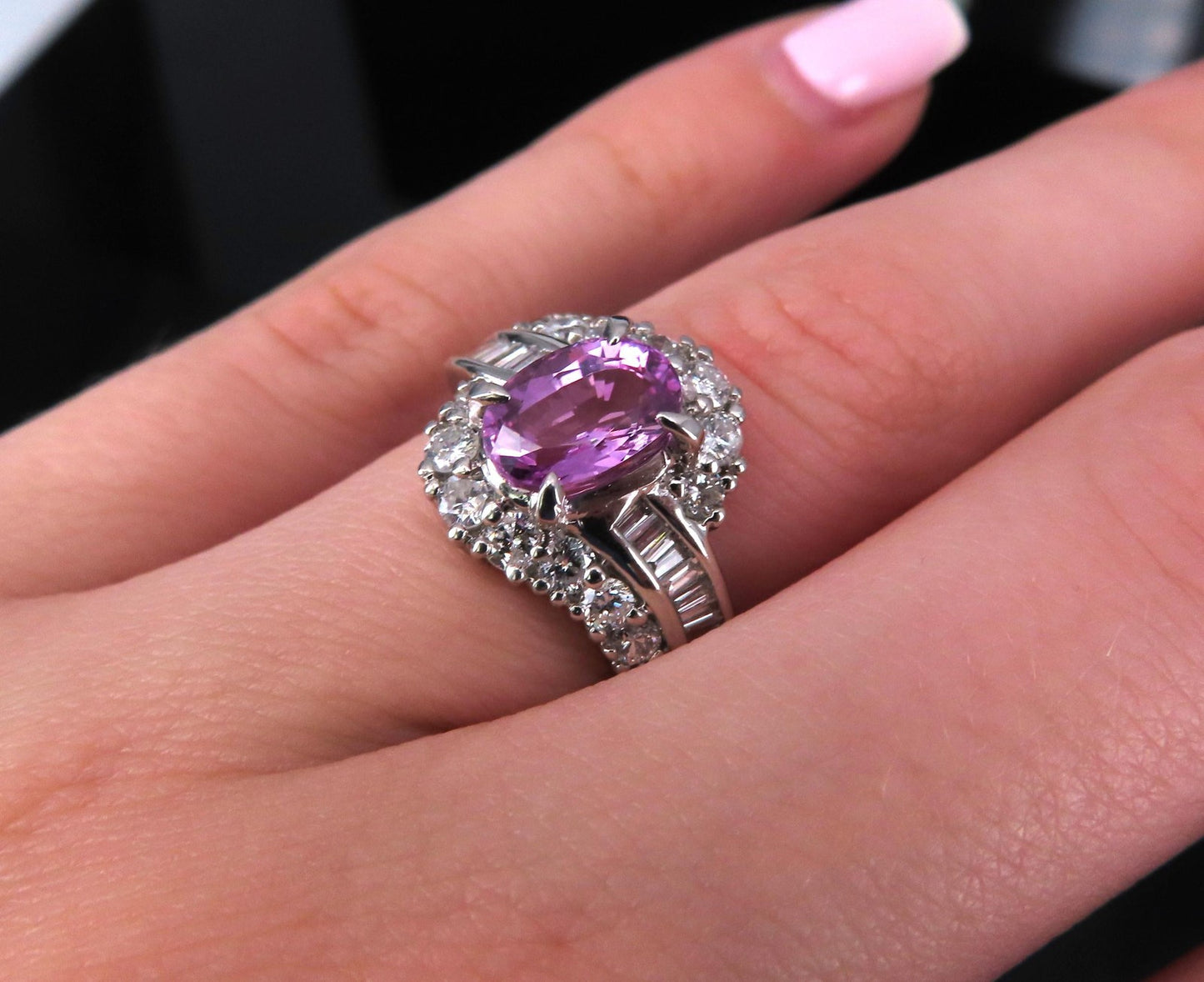 2.02ct Oval Pink Sapphire & 1.00ct Diamond Ring — GIA Certified, Platinum