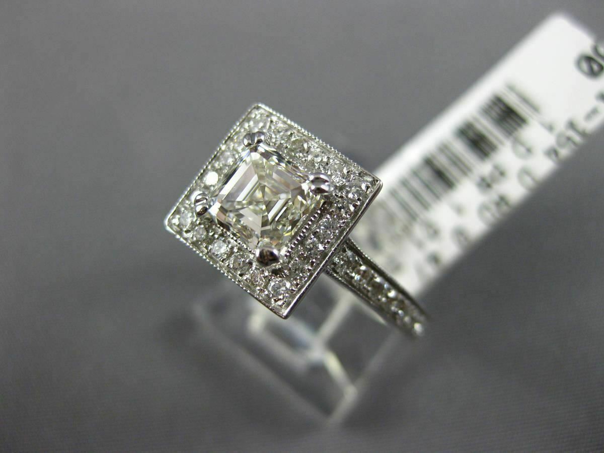 1.48ct Asscher Diamond 3D Halo Engagement Ring — GIA Certified, 14k White Gold