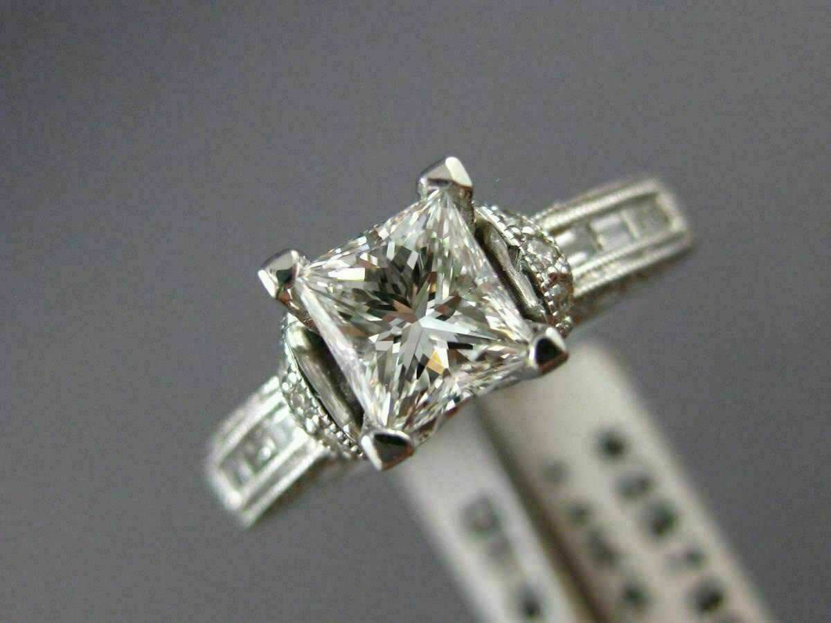 1.71ct Princess Diamond Milgrain Engagement Ring — GIA Certified, 14k White Gold