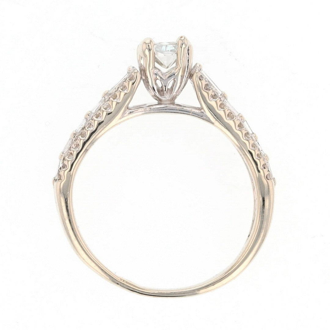 0.50ct Radiant Diamond Solitaire with Accents Ring — GIA Certified, 14k White Gold