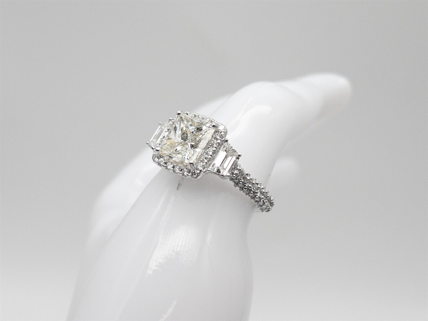3.08ct Rectangular Modified Brilliant Diamond Ring — GIA Certified, 14k White Gold