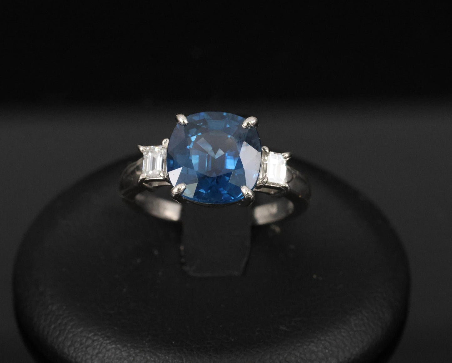 3.87ct Cushion Cut Blue Sapphire Diamond Ring — GIA Certified, Platinum