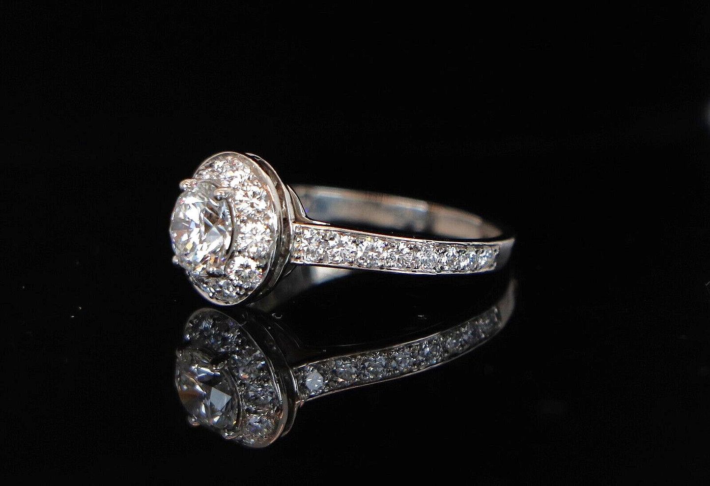 1.34ct Round Brilliant Diamond Halo Engagement Ring — GIA Certified, Platinum