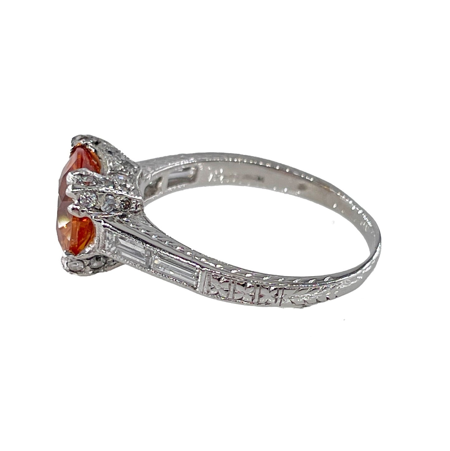 3.35ct Round Sapphire Diamond Art Deco Ring — GIA Certified, Platinum