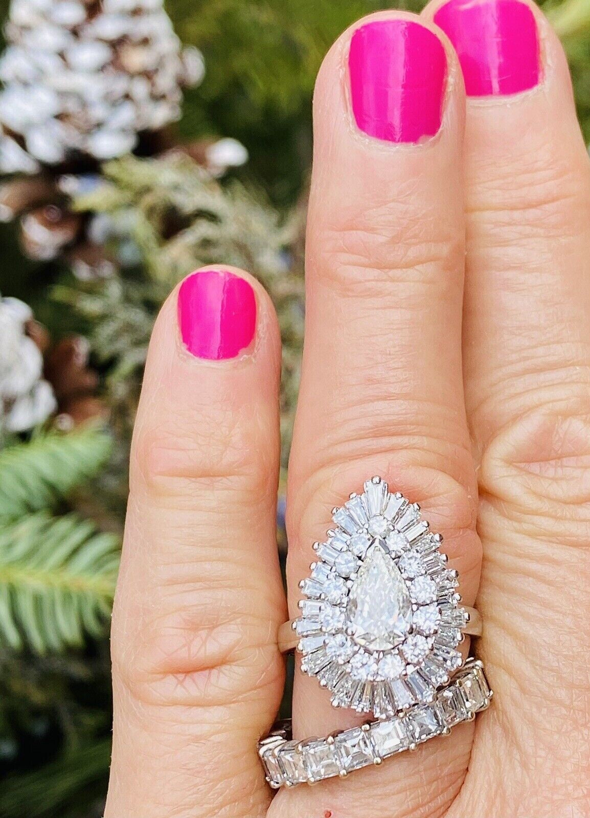 1.01ct Pear Brilliant Diamond Ballerina Ring — GIA Certified, Platinum
