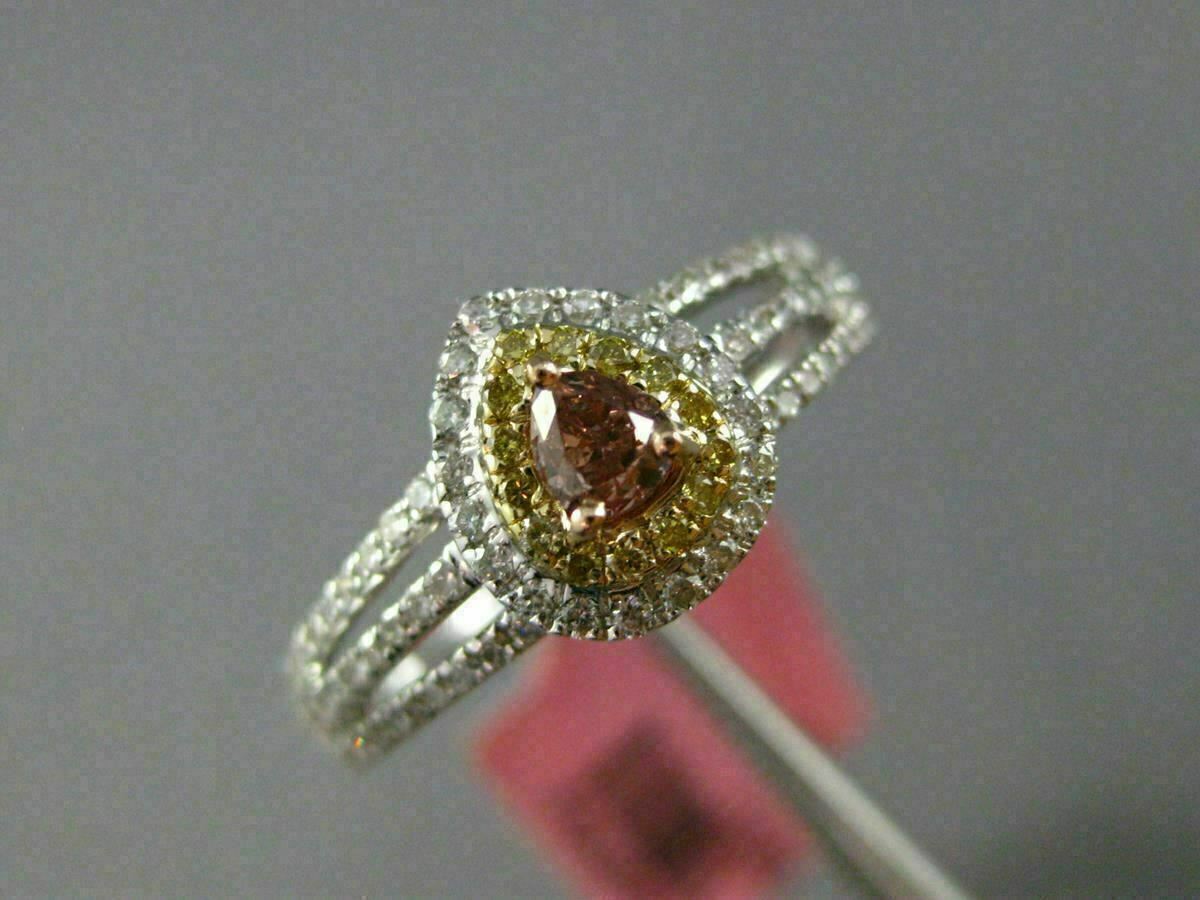 0.59ct Pear Diamond Fancy Multi-Stone Halo Ring — GIA Certified, 18k Tri-Color Gold