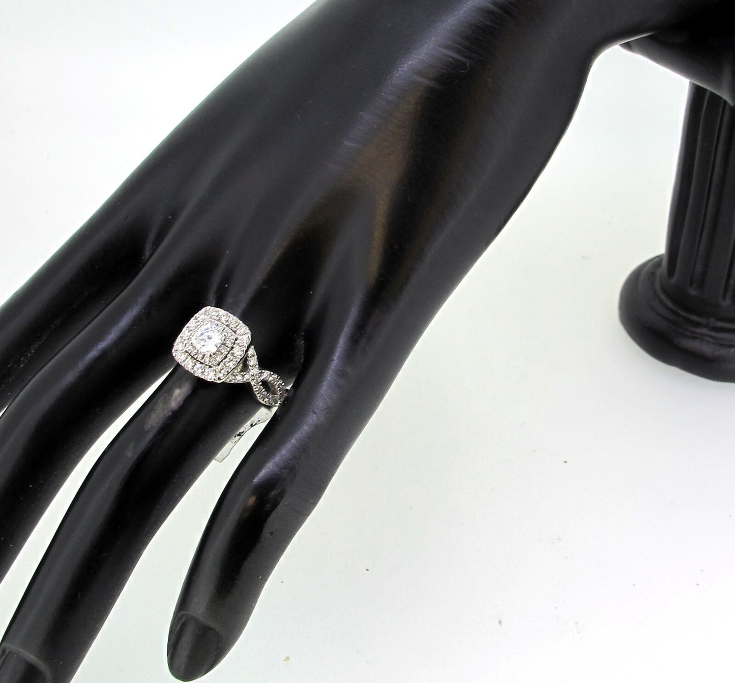 0.51ct Cushion Modified Brilliant Diamond Halo Engagement Ring — GIA Certified, 14k White Gold