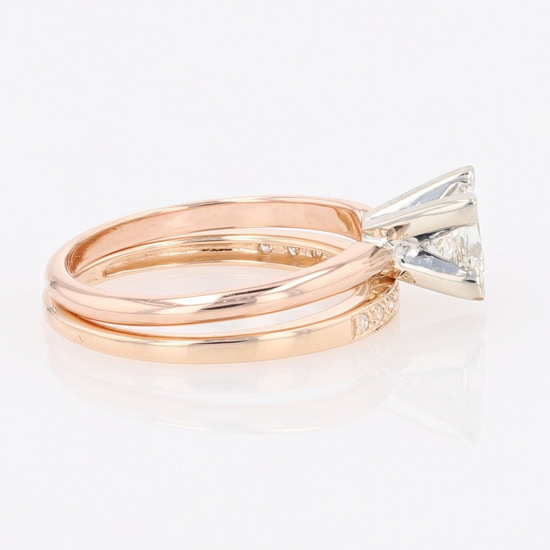 0.81ct Princess Diamond Solitaire with Accent Ring — GIA Certified, 14k Rose Gold