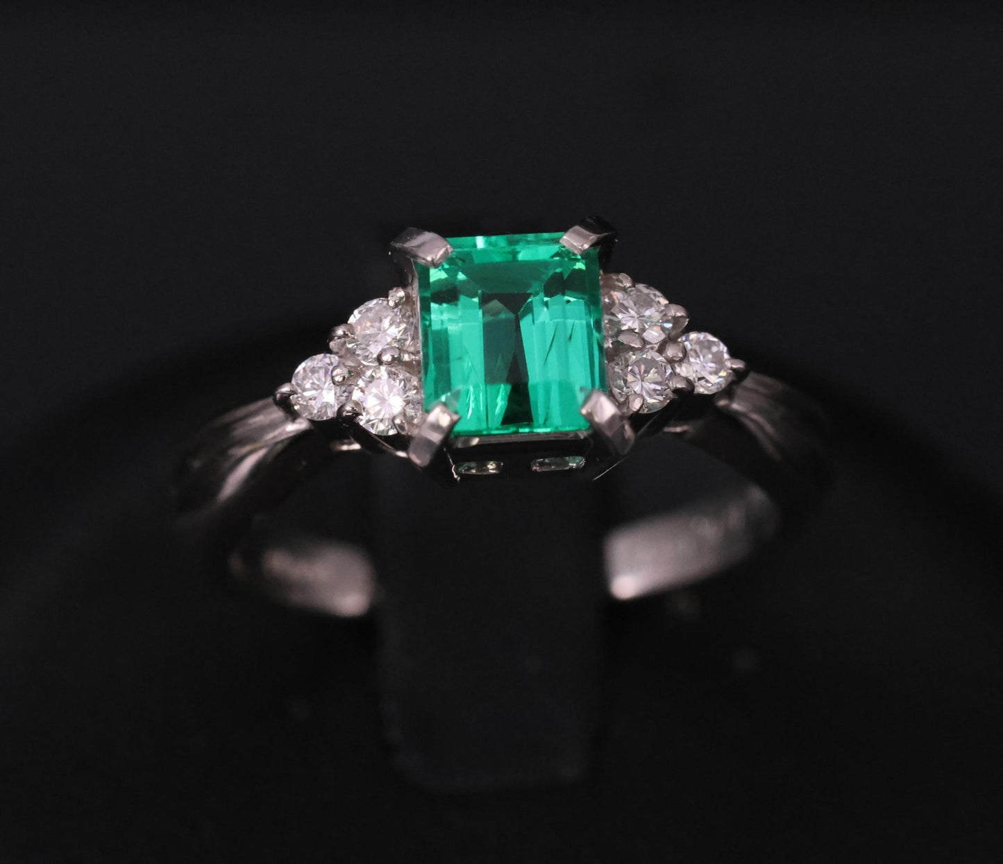 0.81ct Emerald Cut Colombian Emerald & Diamond Ring — GIA Certified, Platinum