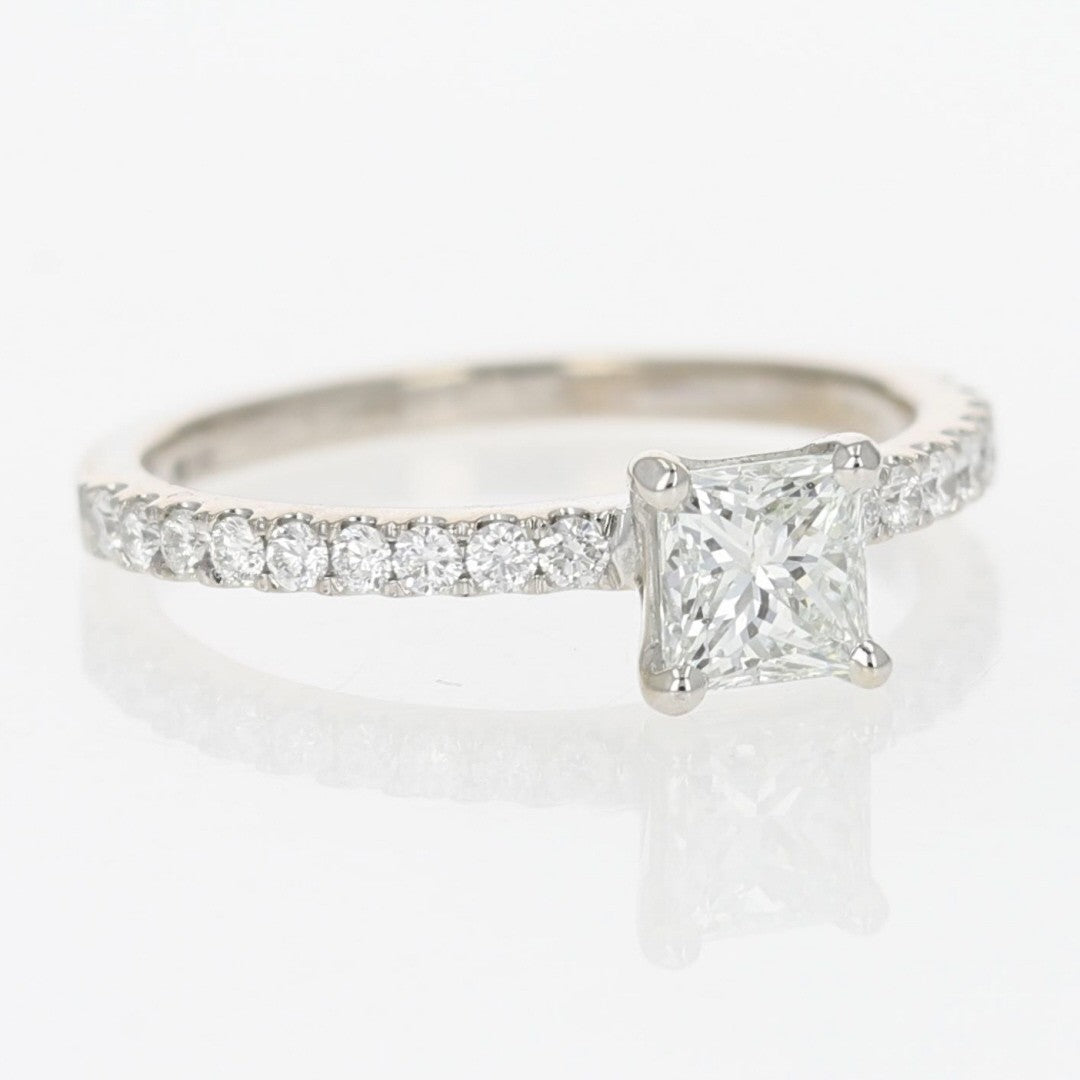 0.94ct Princess Diamond Solitaire Engagement Ring — GIA Certified, 14k White Gold