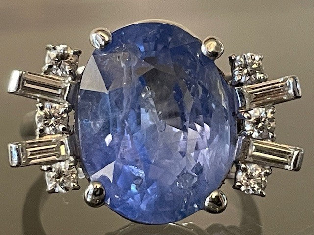 14.24ct Oval Natural Sapphire & Diamond Ring — GIA Certified, Platinum
