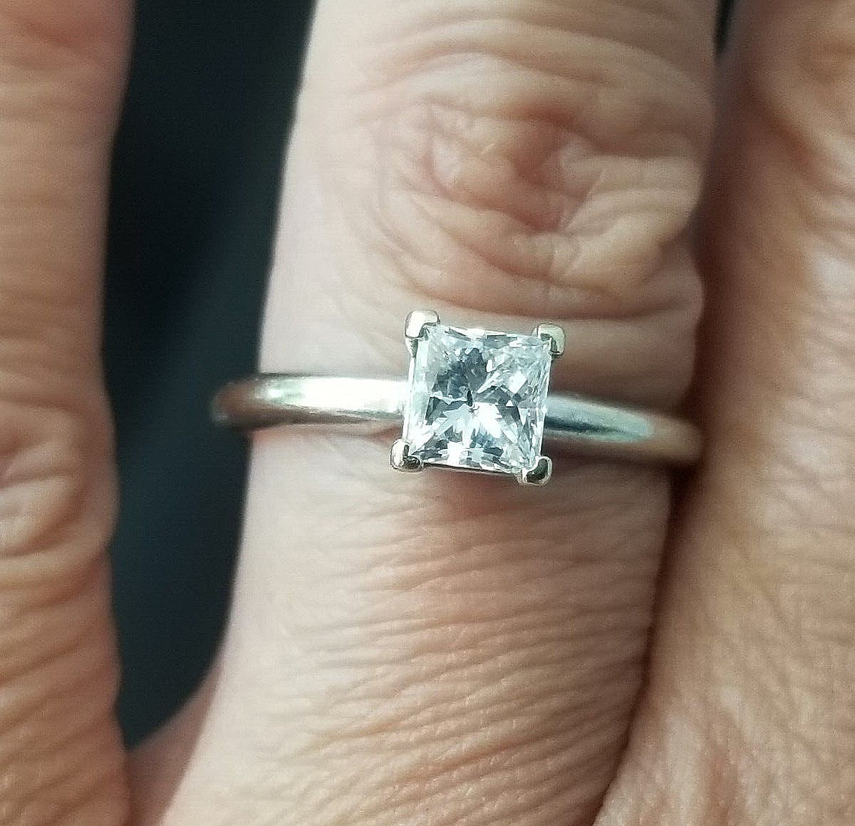 0.80ct Princess Cut Diamond Solitaire Ring — GIA Certified, 14k White Gold