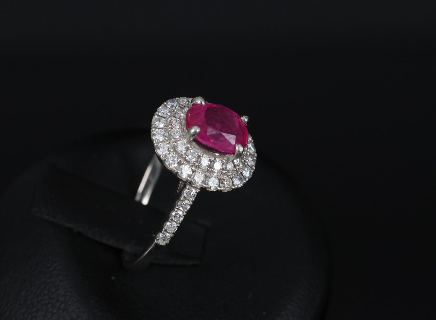 1.45ct Oval Burma Ruby 0.55ct Diamond Halo Ring — GIA Certified, Platinum