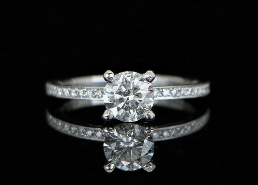 1.02ct Round Brilliant Diamond Engagement Ring — GIA Certified, 18k White Gold