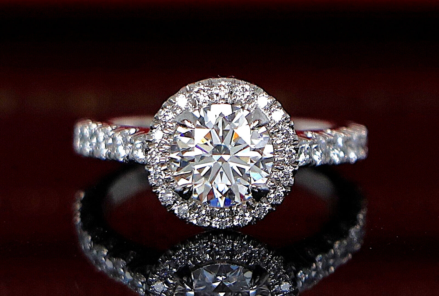 1.06ct Round Brilliant Diamond Halo Engagement Ring — GIA Certified, Platinum