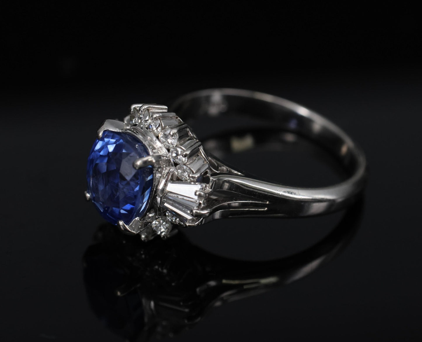 2.72ct Cushion Cut Ceylon Sapphire & 0.55ct Diamond Ring — GIA Certified, Platinum