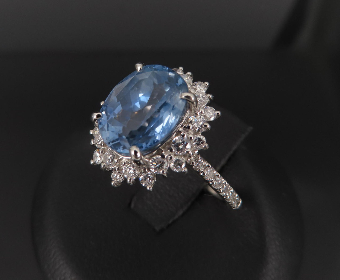5.05ct Oval Sapphire Diamond Halo Ring — GIA Certified, Platinum