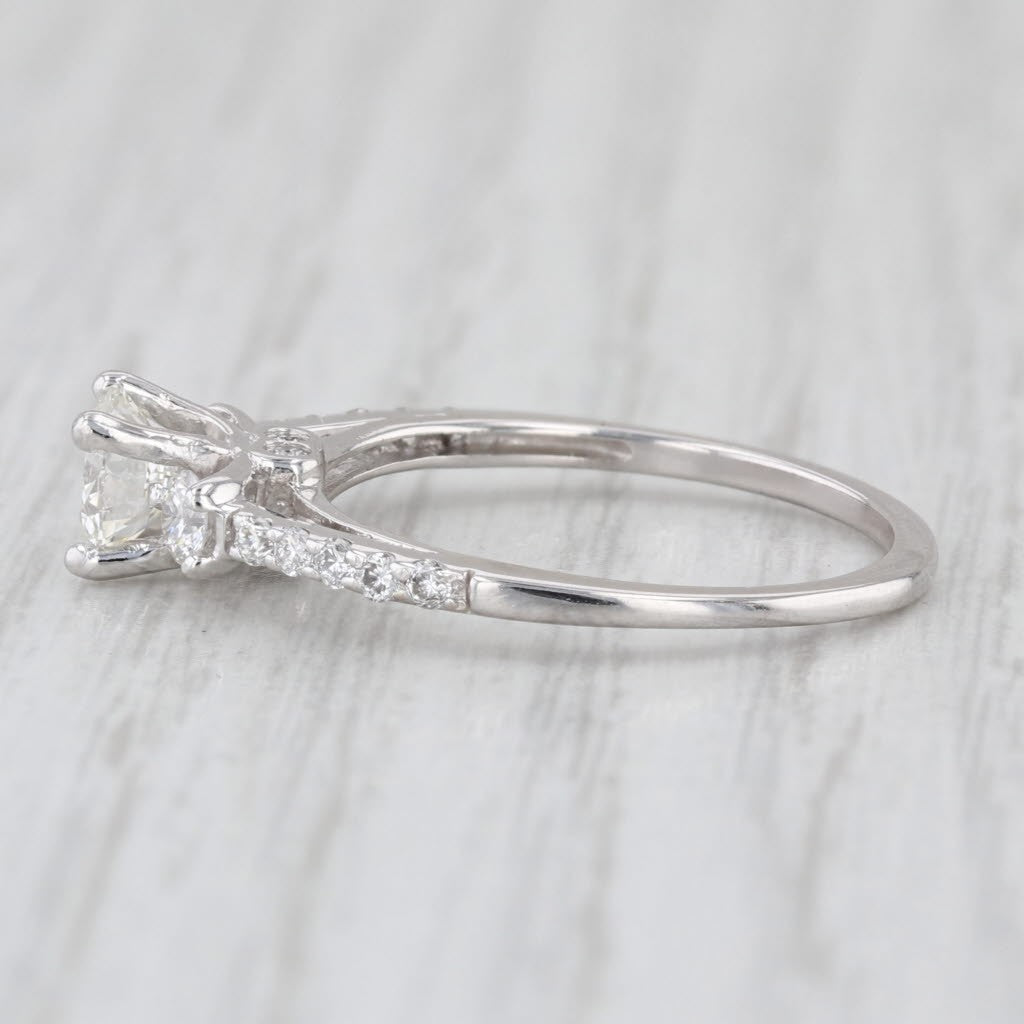 0.62ct Round Brilliant Diamond Cathedral Engagement Ring — GIA Certified, 14k White Gold