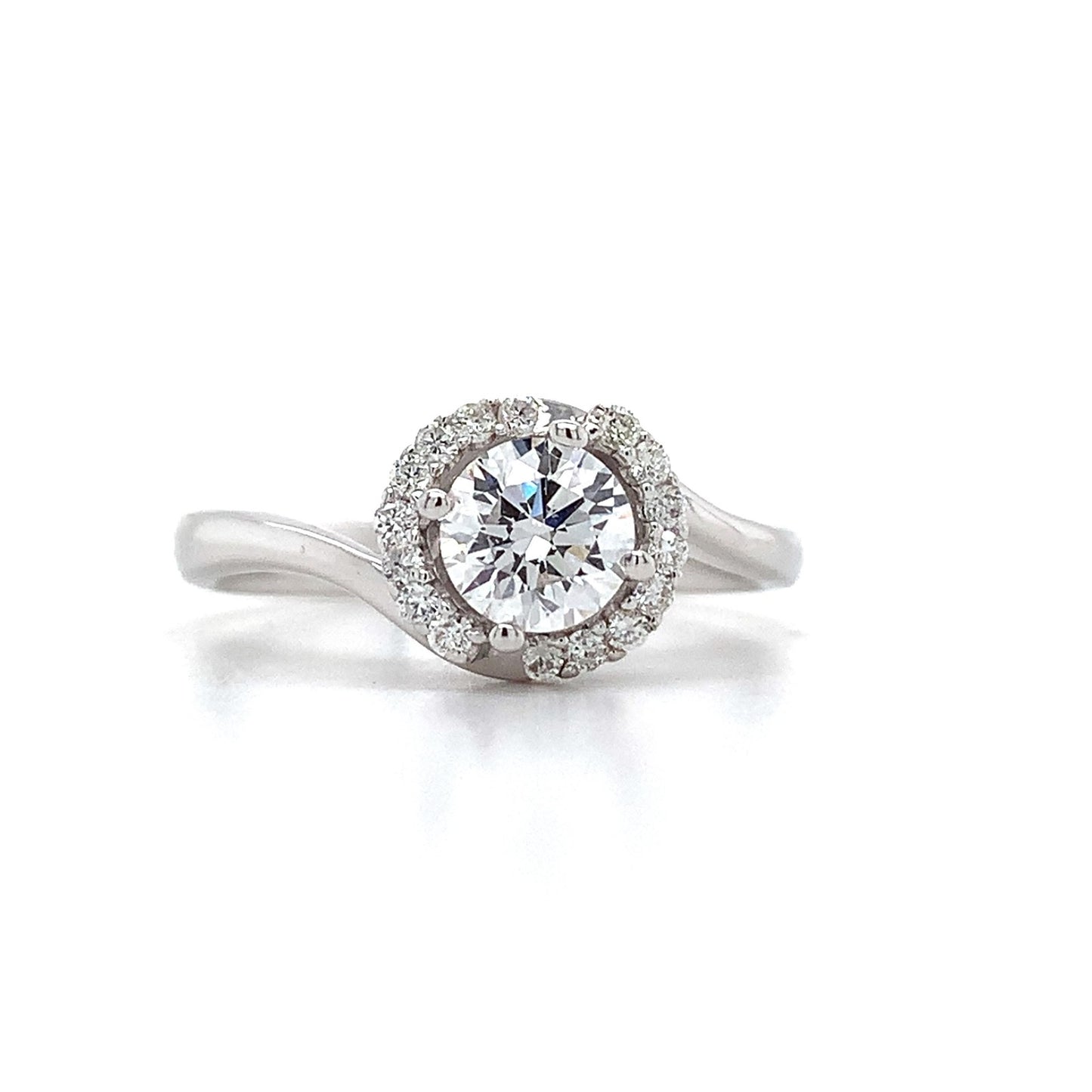 0.58ct Round Brilliant Diamond Milgrain Wedding Set — GIA Certified, 14k White Gold