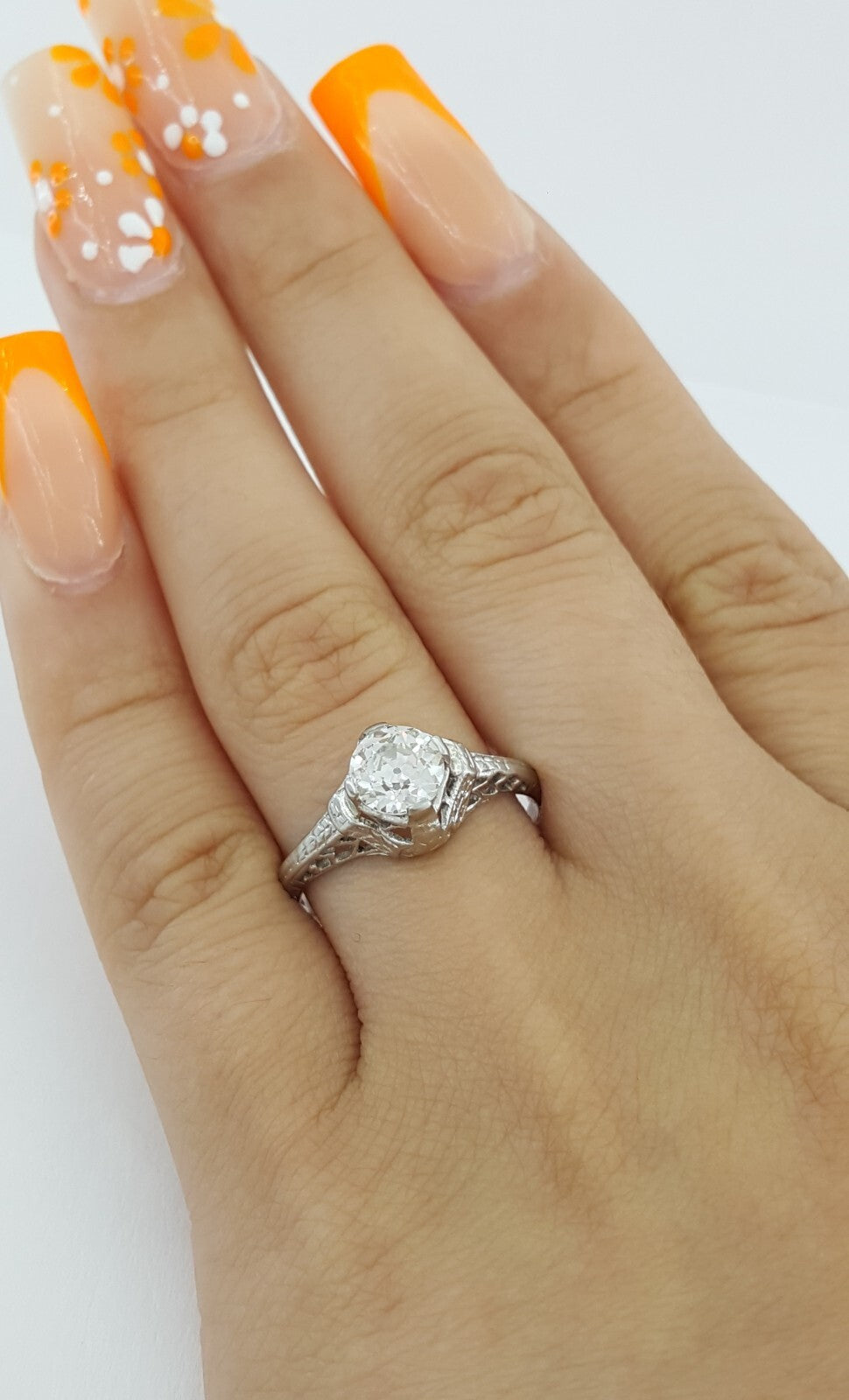 0.88ct Old European Brilliant Diamond Solitaire Ring — GIA Certified, Platinum