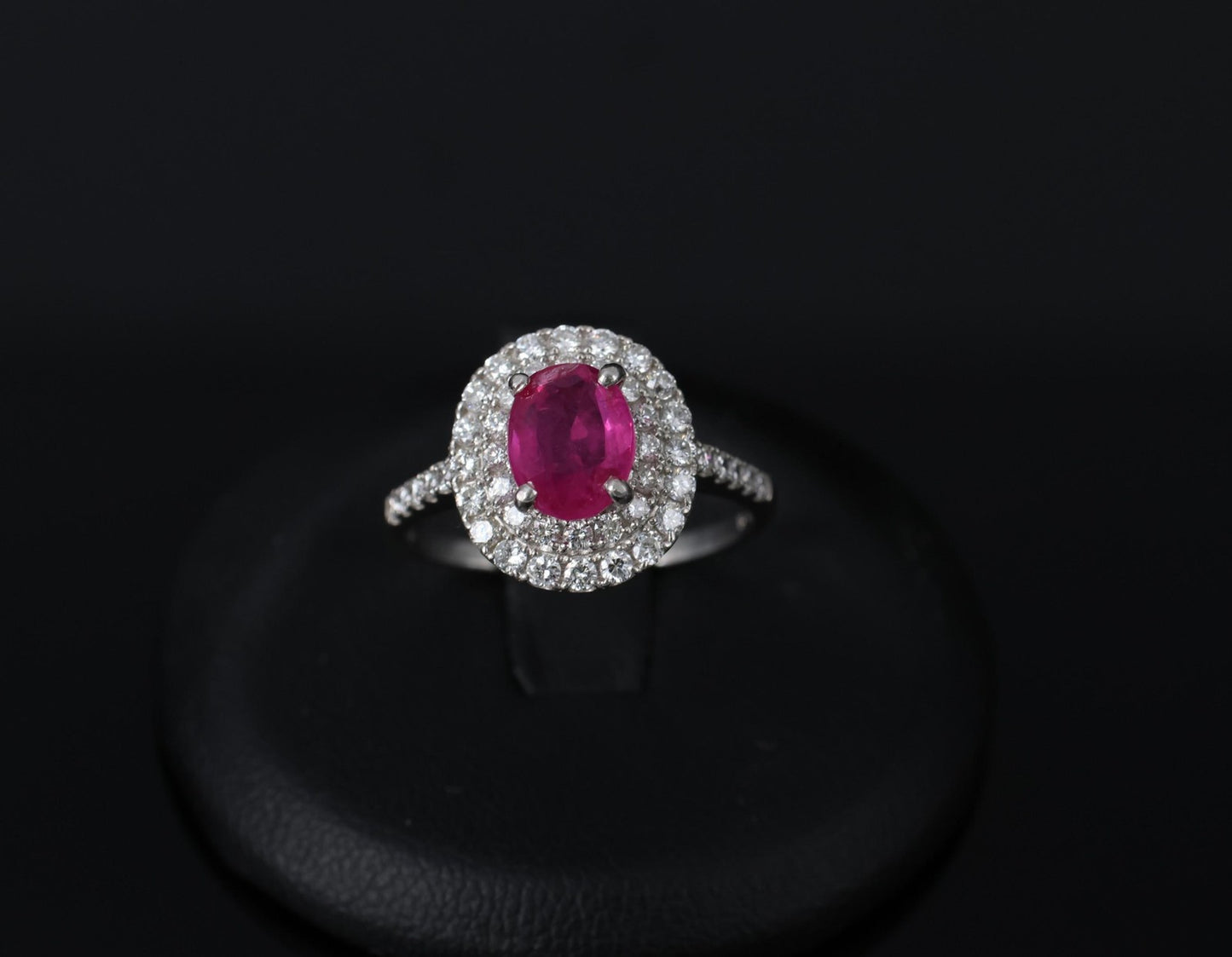 1.45ct Oval Burma Ruby 0.55ct Diamond Halo Ring — GIA Certified, Platinum